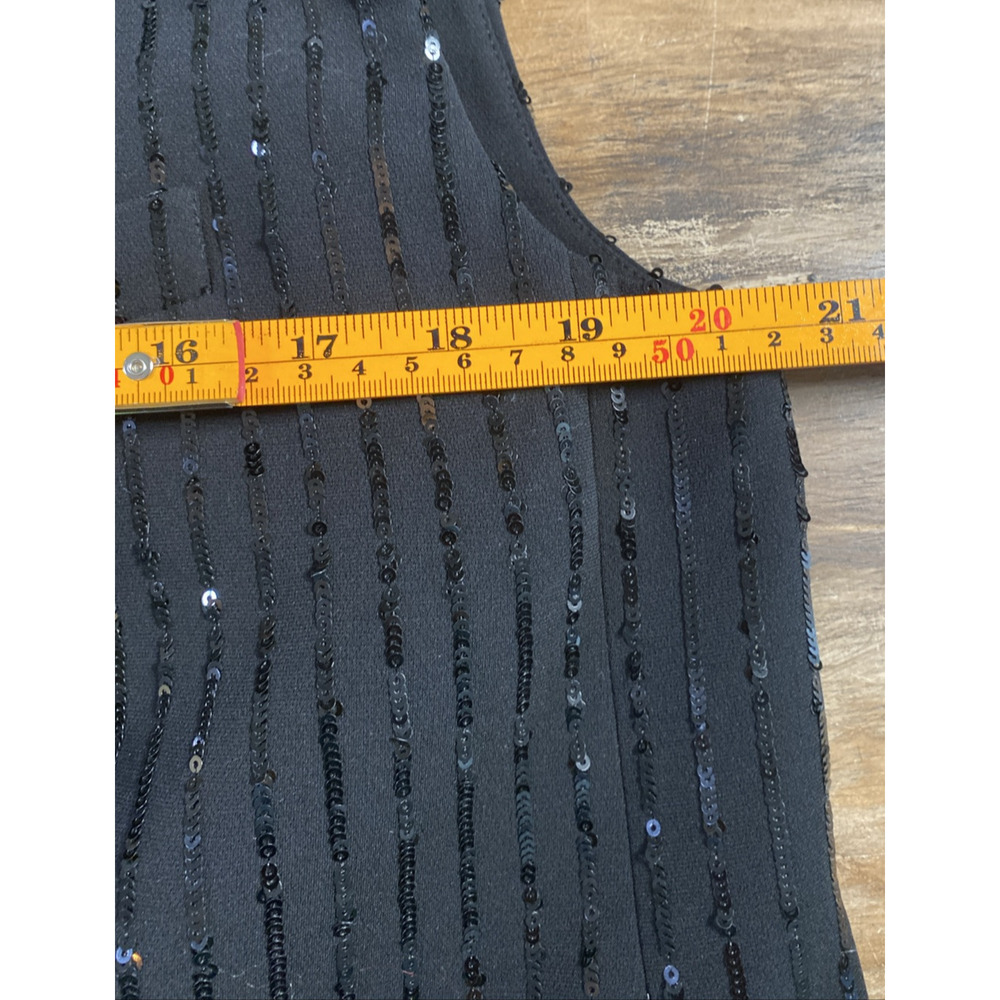 Michael Kors Pinstripe Sequined Crepe Sleeveless Blazer Black 10 (xRTR) RT $655 - Picture 7 of 14